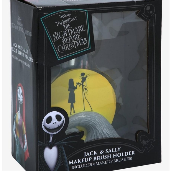 *NIB* Disney Nightmare Before Christmas Jack & Sally Makeup Brush Set w/ Holder - Picture 5 of 10